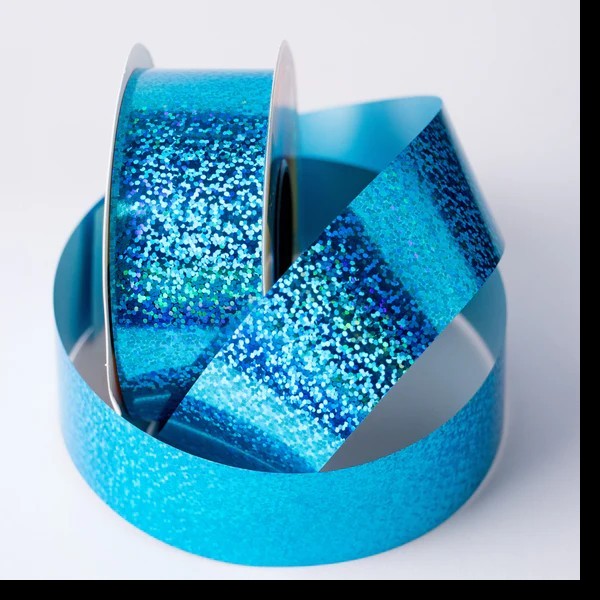 LISTON 9 HOLOG. AZUL TURQUESA COLOR-S 40M. ROLLO